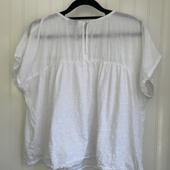 GYPSIES & MOONDUST women’s boxy fit semisheer white swiss dot crochet top size L - Picture 5 of 11